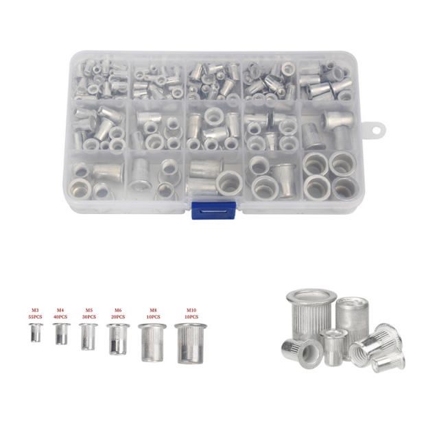 165PCS Mix Size Aluminum Flat Head Rivet Nuts Set M3 M4 M5 M