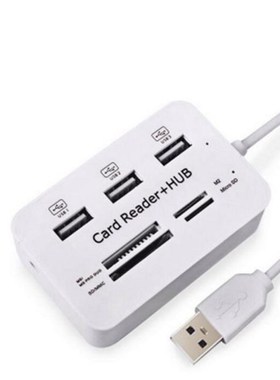 New Portable All In One USB 2.0 Hub 3 Ports With USB Card Re