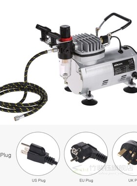 3 Airbrush Kit With Air Compressor Dual-Action Hobby Spray A