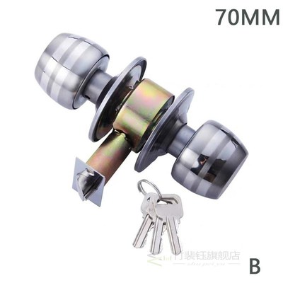 Door Lock Handles With Locks Gate Privacy Pass Round Sliver