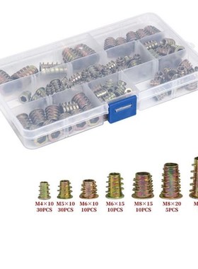 100Pcs Threaded Hex Insert Nut Drive Driver Wood Screw Brass