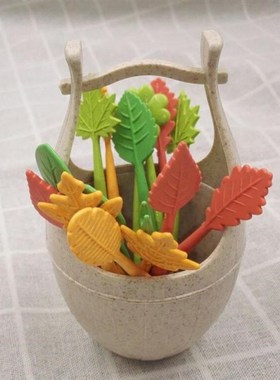16pcs Mini Wheat Straw Leaves Food Picks Children Salad Snac