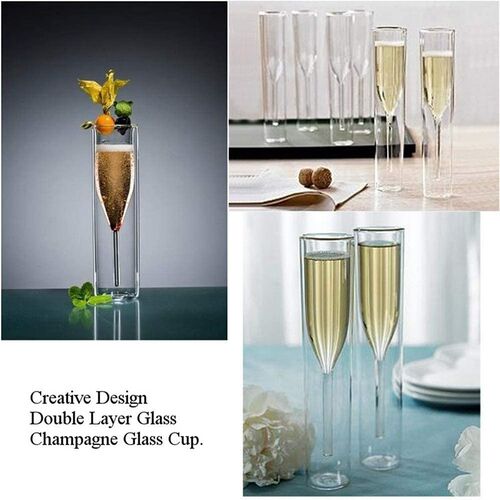 Champagne Glass Double Wall Glasses Flutes Goblet Bubble Win
