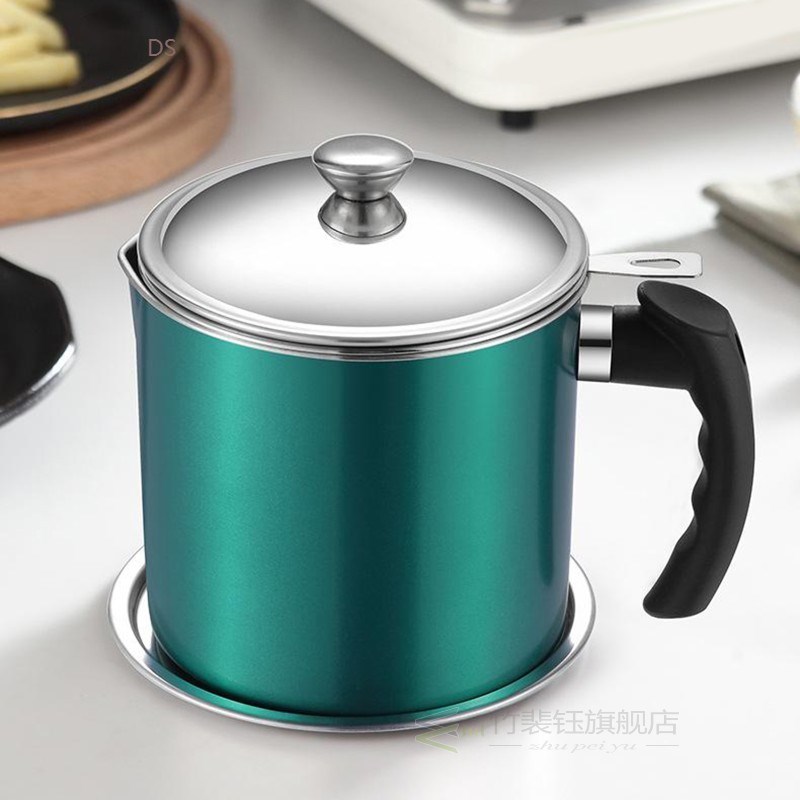 Grease Container with Anti-scalding Handle Oil Filter Pot fo