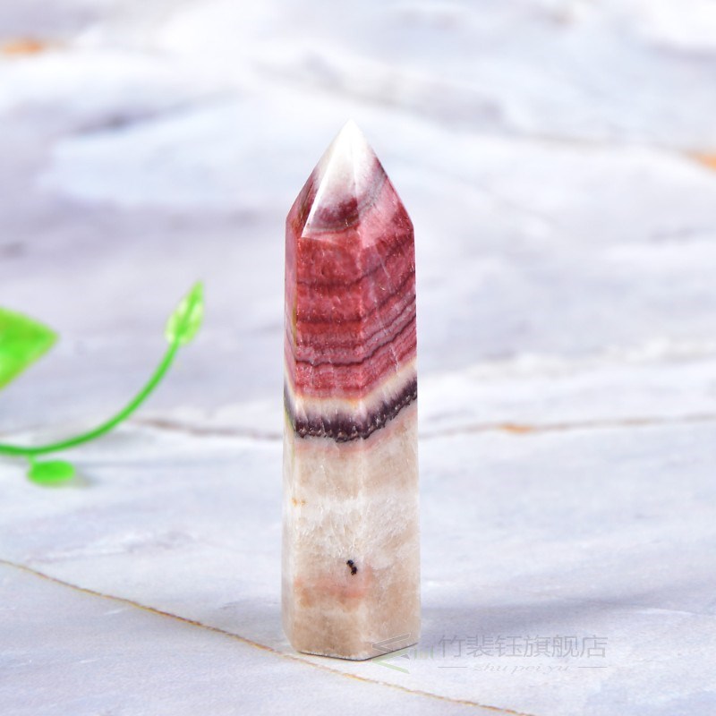 Natural Crystal Rhodochrosite Quartz Point Healing Stone Hex