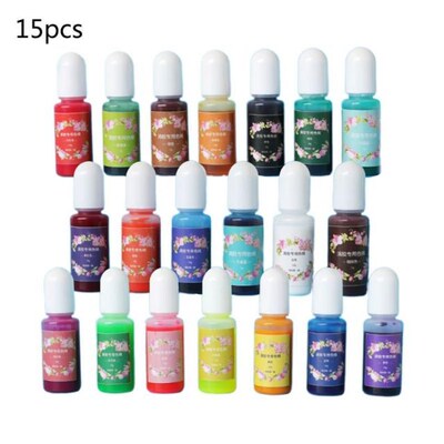 15 Pcs/set Crystal Epoxy Dye Color Essence Glue Paste Stain