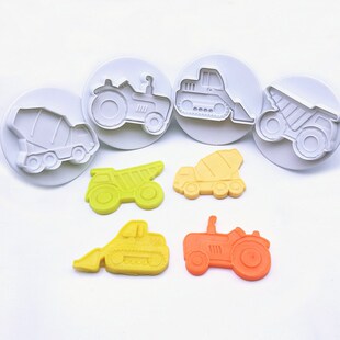 Car Cookie Stamp Cutter Set Plastic 3d Cookies Biscuits Mold
