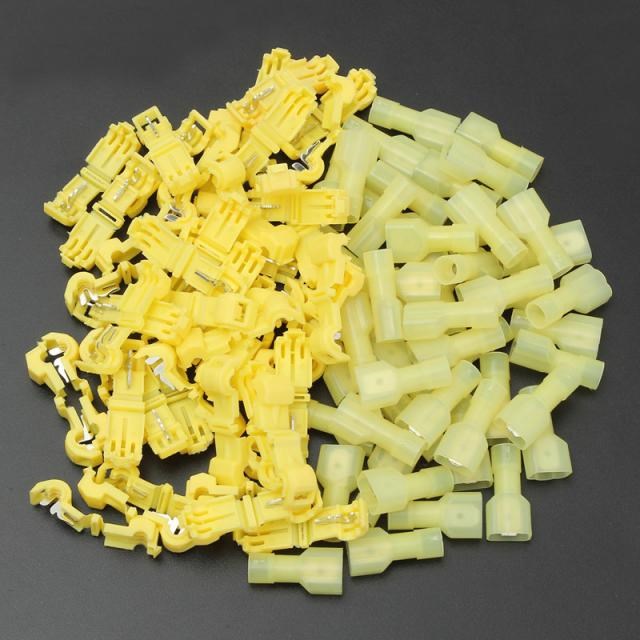 100PCS Yellow T-Tap/Male Insulated 4.0-6.0mm2 Quick Splice W