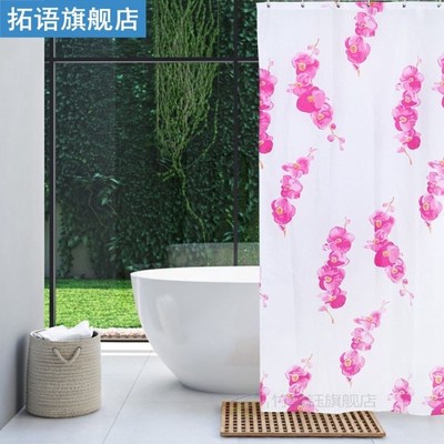 Household Wintersweet Pattern Polyester Waterproof Shower Cu