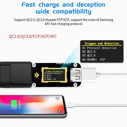 Current Voltage Meter USB Tester 适用于QC2.0/QC3.0/FCP/SCP/A