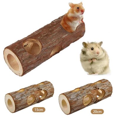 Hamster Tunnel Pipeline Wood Small Pets Training Toys Squirr