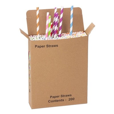 Biodegradable Stripes Paper Straws multicolor Stripes Drinki