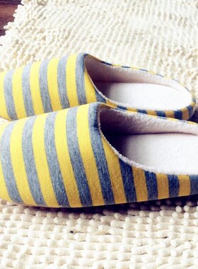 Slippers Winter Women Men Shoes Warm Soft Indoor floor  Stri
