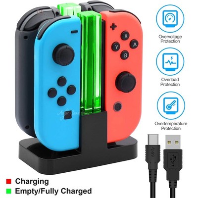 Nintend Switch 4 Joycon Charger LED Joy con Fast Charging D