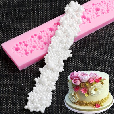 1PC 3D Pearls Strip Rose Flower Embossed Heart Buttons Ropes