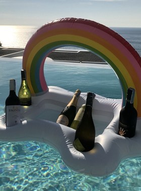 Rooxin Inflatable Drink Holder Rainbow Pool Float Swimming
