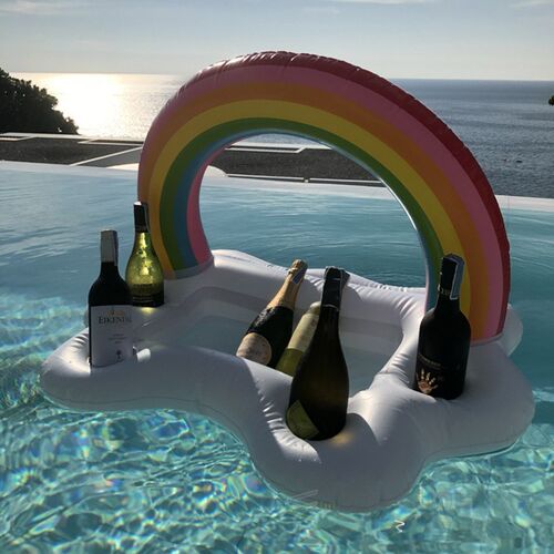 Rooxin Inflatable Drink Holder Rainbow Pool Float Swimming