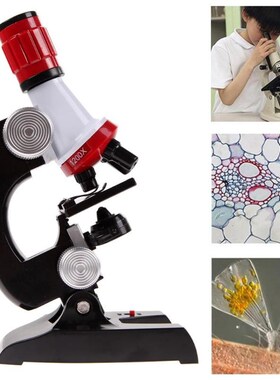 Kids Microscope Kit Science Lab LED 100-1200X Biological Mic