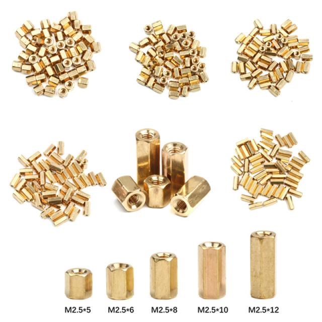 50Pcs Hex Nut Spacing Screw 5/6/8/10/12mm Female Brass Threa