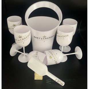 6 Glass 1 Ice Bucket 1 Scoop Champagne Flutes Party Plastic