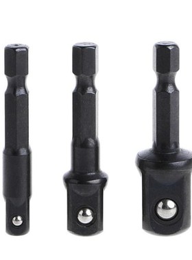 3 Pcs Socket Adapter Set Hex Shank to 1/4 3/8 1/2 Inch Impac