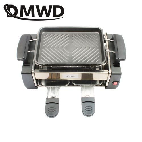 Smokeless Electric Raclette Grill Double Layers Non-Sti