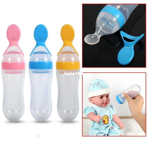 1Pcs 90mL Silicone Baby Feeding Bottle Spoon Baby Toddler Fo