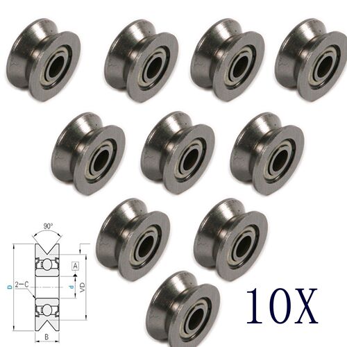 10pcs V groove Sealed Ball Bearings Wire Guide Pulley Wheels