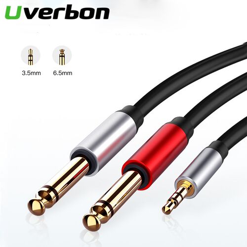3.5mm to DuAl 6.5mm ADApter JACk AuDio CAble 3.5 JACk Splitt