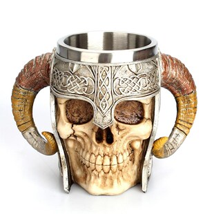 600ml Skull Coffee Mug Retro Horn Skull Resin Beer Mug Stain