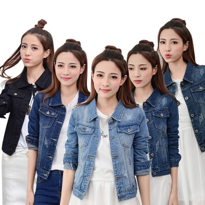 women denim jacket coat пиджак牛仔短外套牛仔上衣女夹克