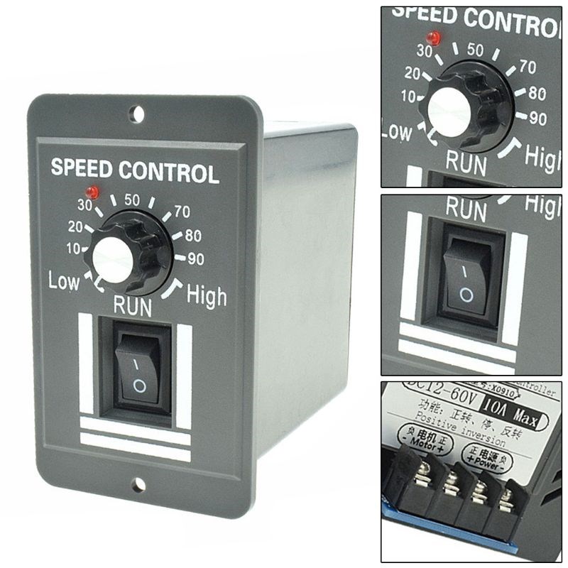 DC 12V-60V 10A PWM Motor Speed Controller Reversible Switch