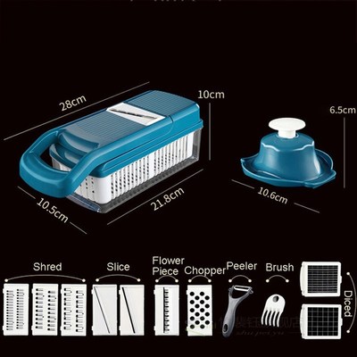 Blue multifunctional vegetable Fruit cutter garlic onion pot