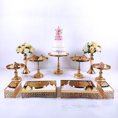 7-11pcs Crystal Cake Stand Set Metal mirror Cupcake stand de