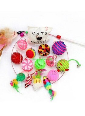16 pcs Pet Cat toy Set Feather Teaser Wand Catnip Toys Ball