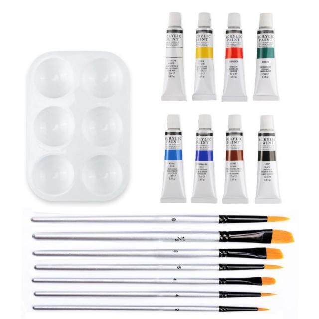 16pcs Professional Acrylic Paints Brush Palette Set Hand Pai