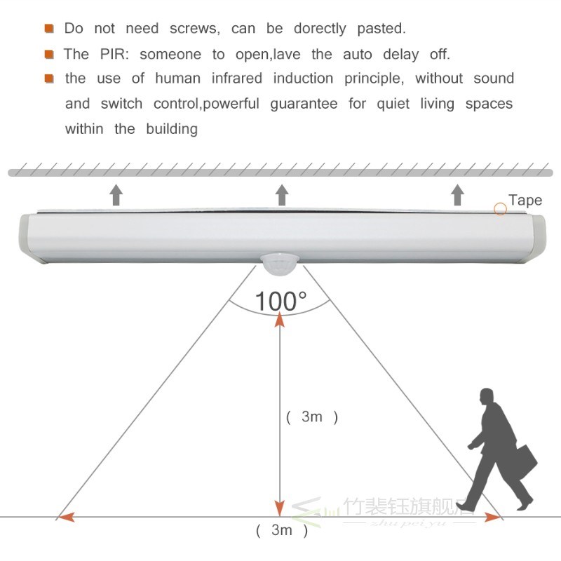 Excellent Portable Motion Sensor LED Bar light Bulb Battery