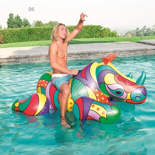 Giant Inflatable Ride on Rhino Pool Floats Full Printing Ani