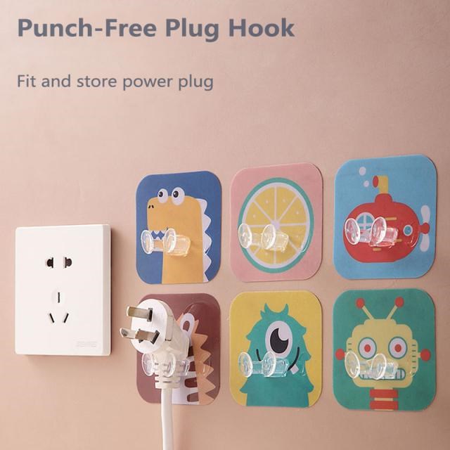 Strong Power Plug Socket Holder Cartoon Socket Hook Punch-fr