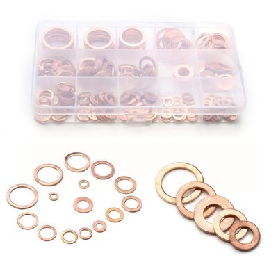 250PCS Flat Ring Washer Gasket M5/6/8/10/12/14/16/18 Solid C