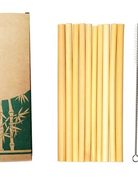 10 Pcs Natural Bamboo Straws Environmentally Friendly Bamboo
