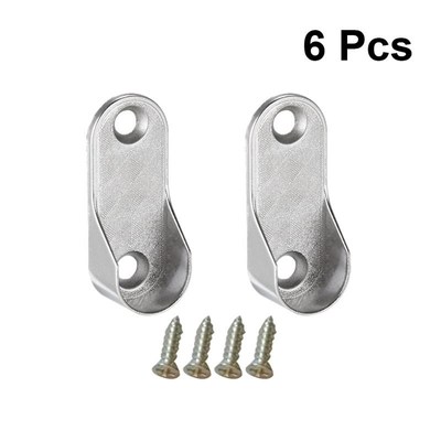 6Pcs Oval Closet Rod End Supports  Hardware Accessories Ward