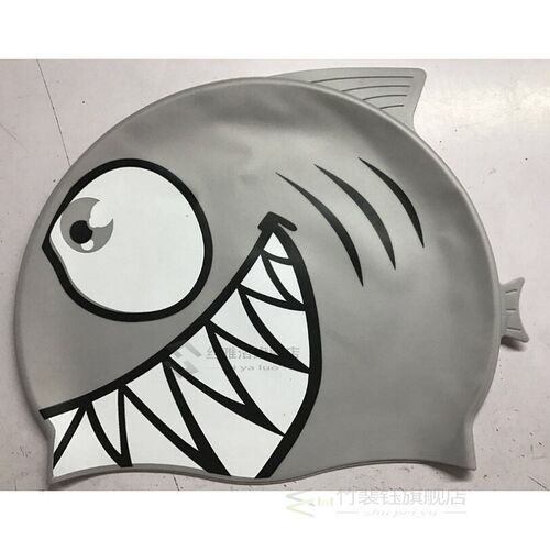 Child Kids Silicone Swimming Cap Cartoon Shark Elastic Swim