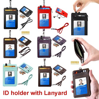 Creative Card Holder PU Leather Employee ID Cover Name Tag W
