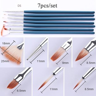 Nail Art Brush Wooden Handle Design Acrylic Builder Flat Cry