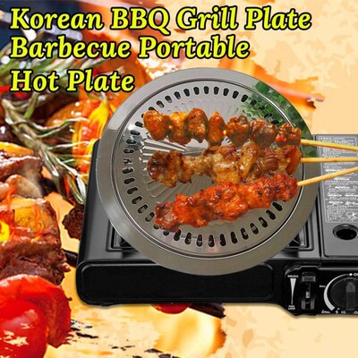 1Pc Barbecue Round Plate Korean BBQ Grill Iron Plate No Burn