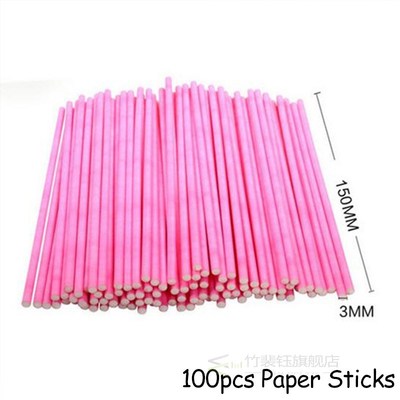 100pcs Paper Lollipop Stick Cake Pop Sticks Sweet Cellophane