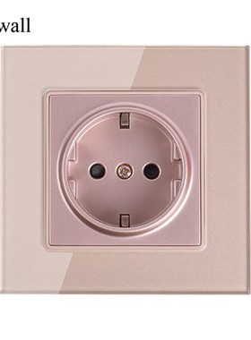 Coswall Wall Crystal Glass Panel Power Socket  Grounded, 16A