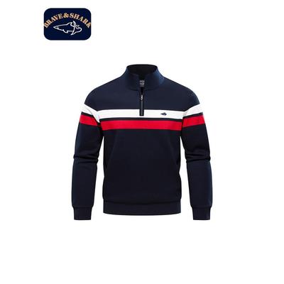 勇士鲨鱼秋季条纹针织Polo衫男