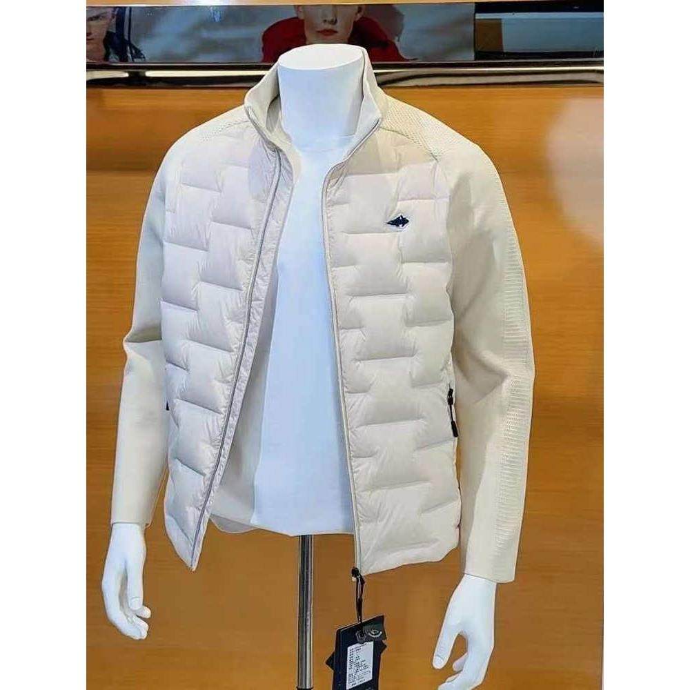 勇士鲨鱼男短款白鸭绒羽绒服